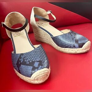 Kanna Wedge Leather Espadrille Shoes Size 38 -US 37.5 Made in Spain